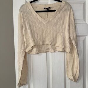 Forever 21 Women’s/Junior Cropped Off White Long Sleeved Sweater- size M
